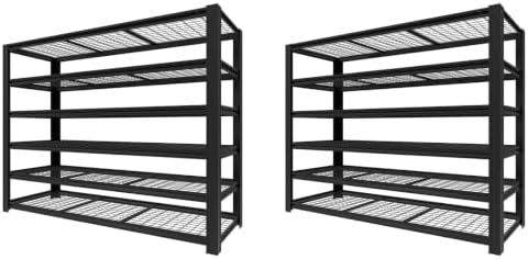 6T 62“ W x 24” D x 84" H Garage Shelving Heavy Duty, Metal Shelving, 8,100 lbs Storage Shelves, Adjustable Metal Shelves for Storage, Industrial Garage Shelves for Warehouses and Basements*2 by KLRFUA