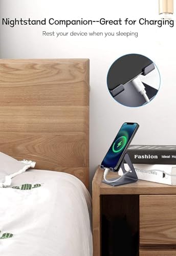 Aoviho Cell Phone Stand Desk Phone Holder - Aluminum Mobile Phone Cradle Dock for iPhone 15 14 13 12 pro 11 X Xs max 8 7 6 6s Plus SE 5 Samsung All Smart Phones, Dark Gray - Image 5