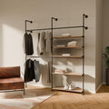 pamo Wall Mounted Clothing Rack with Oak Sheves – 79" W × 87" H, 750 lbs by pamo