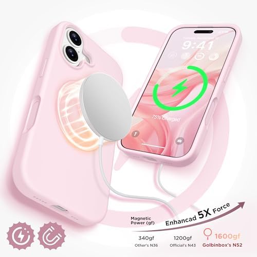 GolbinBox Magnetic for iPhone 17 Case, Silicone Cover, Chalk Pink - Image 4
