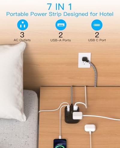 Cruise Essentials 2026,One Beat Travel Power Strip with USB C,Flat Plug 6ft - Image 3