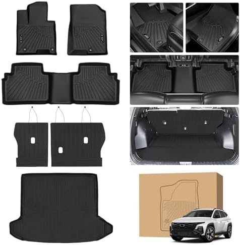 PELEUS Floor Mats and Cargo Liners Compatible with Hyundai Tucson 2022-2026 Gas, All Weather Heavy Duty TPE Car Mats Full Set with Backrest Mat, Upgraded Raised Edges Odorless, Not for Hybrid/PHEV by Unknown