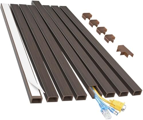 Yecaye Cord Covers for Wires on Wall, 113in, W0.95in H0.55in, Darkwood by Yecaye