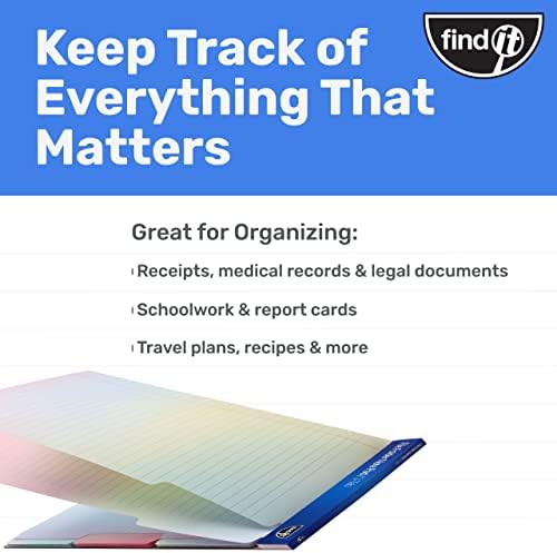Find It File Folder Notepad - Pack of 12-9.5 x 12.5 Inch Notebook Organizer Folders for Filing, Document, and Clipboard Organization - Rainbow - Image 5