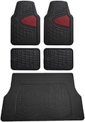 FH Group Premium Liners Tall Channel Trimmable All Weather Rubber Full Set Car Floor Mats (Pink) w. Trimmable All-Season Cargo Liner (Burgundy) - Universal Fit for Cars Trucks and SUVs by FHGroup