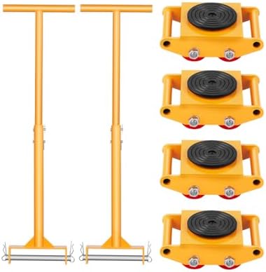 VEVOR Machine Skate, 6T Machinery Skate Dolly, 13228 lbs Machinery Moving Skate, Machinery Mover Skate with 360° Rotation Cap and PU Directional Rollers, Heavy Duty Industrial Moving Equipment, Yellow by VEVOR