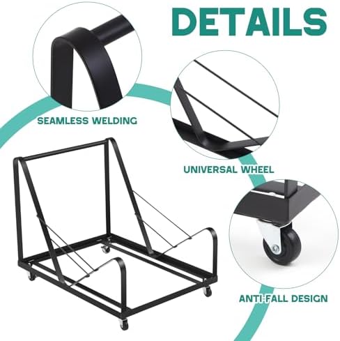 Sled Base Stack Chair Dolly for Stackable Chairs Heavy Duty Black Chair Base with Wheels Powder Coated Steel Frame for Party Event, Hotel - Image 3