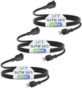 BN-LINK 6ft Indoor Outdoor Extension Cord 16/3 SJTW, 3 Pack, Black, 3-Prong, Weather Resistant & Flame Retardant, for Indoor, Garden, Landscaping & Holiday Decorations by BN-LINK
