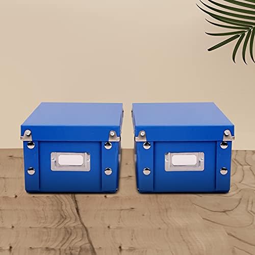 Snap-N-Store Index Card Holder Storage Box - Collapsible Organizer Box fits 1100 Flash Cards - Business, Recipe, or Note Card - 4 x 6, 2 Pack, Classic Blue - Image 6