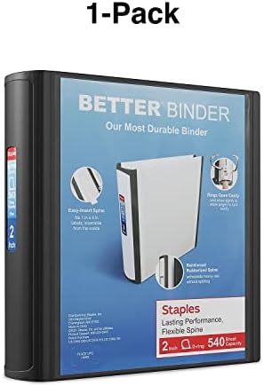 Staples Better Binder, 2-Inch 3-Ring View, Black, 2-Pack - Image 7