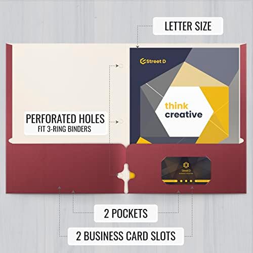 Better Office Products Two Pocket Portfolio Folders, 50-Pack, Burgundy, Letter Size Paper Folders, 50 Pieces, Burgundy - Image 2