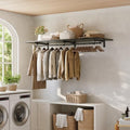 IAE Wall Mounted Clothes Rack with Shelf and Hanging Rod, 55x24in, Black by IAE