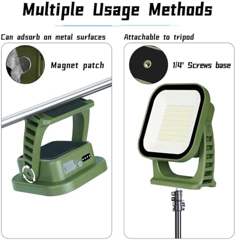 Portable Work Light, 4000LM, IP65 Waterproof Magnetic Work Lights with Stand, 12000mAh PowerBank LED Rechargeable Lights, 1/4” Threaded Port Flood Light for Job Site (Solar Power) - Image 4