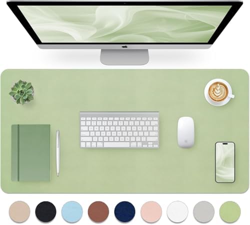 Bloss Green Desk Mat, Desk Matt for Desktop, Large Leather Desk Pad, Desk Pad Mat Waterproof, Computer Mat for Office Work/Home/Decor (31.5 x 15.7 Inches) by Bloss