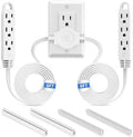 K KASONIC 12 FT Twin Extension Cord Power Strip, 3 Prong Flat Plug, White by KASONIC