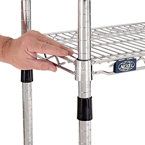 Nexel 18" x 48" x 63", 4 Tier Adjustable Wire Shelving Unit, NSF Listed Commercial Storage Rack, Chrome Finish, leveling feet - Image 2