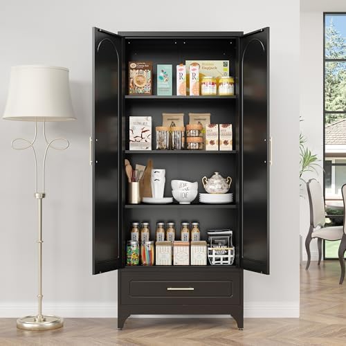 SteeLoong 75” Kitchen Pantry Cabinet, Metal Storage Cabinet with Drawer - Image 2