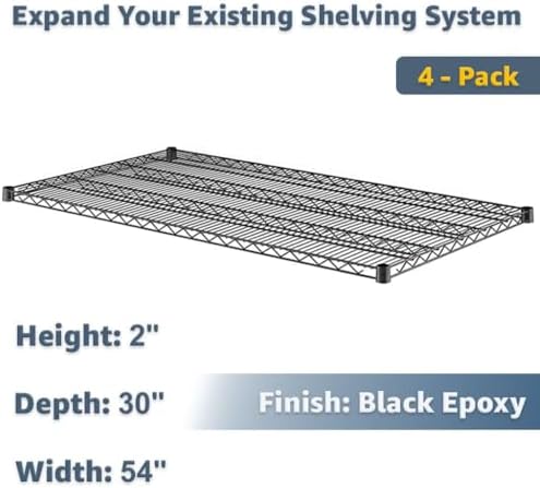 30" x 54" Commercial Wire Shelf Replacement 4 Pack for Modular Storage and Shelving Systems, NSF - Image 2