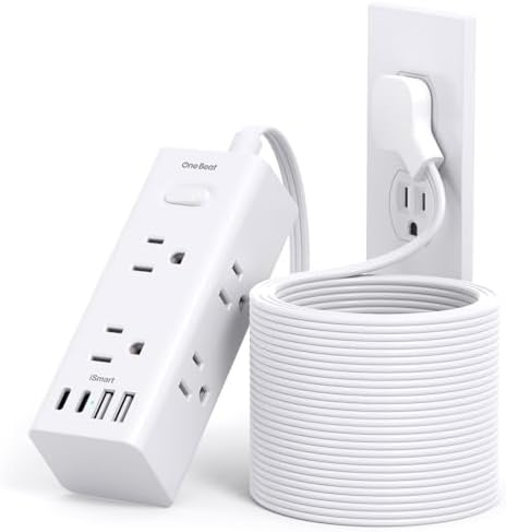 One Beat 25Ft Extension Cord with Multiple Outlets,Flat Plug Power Strip by OneBeat