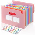 SKYDUE Accordion File Organizer, Expanding File Folder with 13 Pockets, Portable Document Paper Bill Receipt Organizer, Home School Office Supplies, Letter A4 Size Pink by SKYDUE
