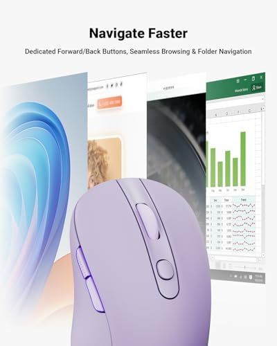 wegear USB Wireless Mouse for Laptop PC Mac, 2.4GHz Cordless Mouse-Purple - Image 4