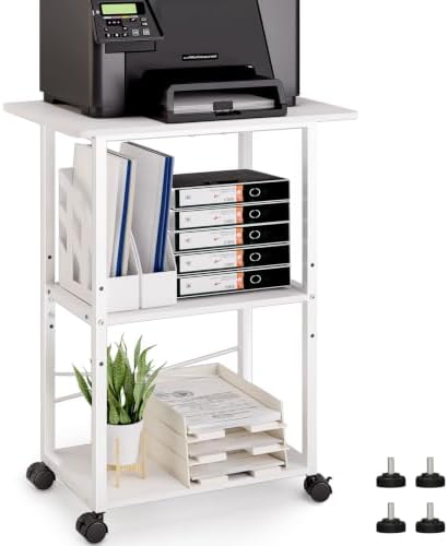 MARTY 3 Tier Large Printer Stand, Mobile Printer Table, Adjustable Shelf by MARTY