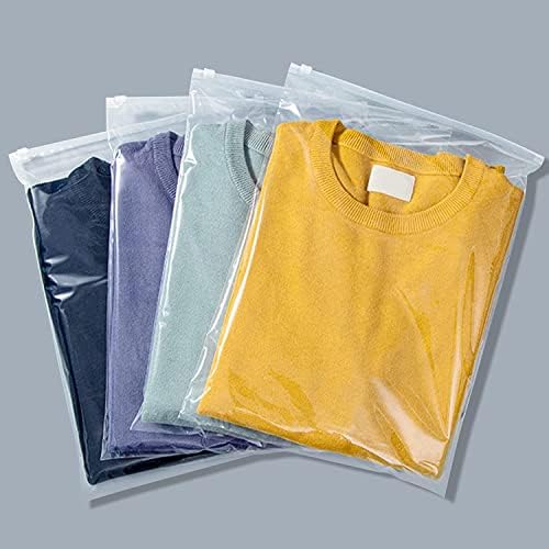 Clear Zipper Bags Resealable for Clothes, 3 Mil Thick 12x16 inch Large Plastic Mailers Travel for Clothing, 50 Pcs Self Seal Apparel Poly Bags for Sweaters Jeans Shipping, with Air Hole by Svaldo
