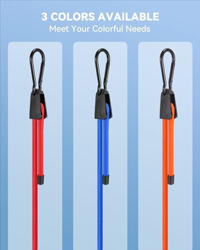 Lucky Straps 48" Red Adjustable Carabiner Bungee Cords with Hook, 8 Pack - Image 5