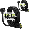Vockjour 15 FT 2 Pack 14 Gauge Low Profile Flat Plug Extension Cord Black by Vockjour