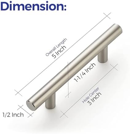 Ravinte Cabinet Handles, Brushed Nickel,5" Length,3" Hole Center,20 Pack - Image 3