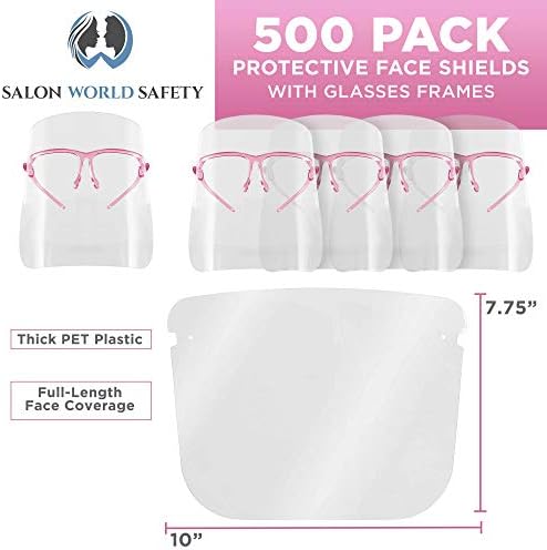 Salon World Safety Face Shields with Pink Glasses Frames (Case of 500) - Image 2
