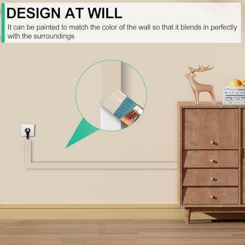 Rindion Cord Hider, 85.2in TV Cable Hider, Cord Covers for Wires on Wall, Self-Adhesive Wire Hider for TV on Wall Cable Management, 6 x L14.2 x W0.94x H0.55in - White - Image 6