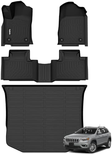 Car Floor Mats & Cargo Mat Custom for 2016-2021 Jeep Grand Cherokee & 2022 2023 Grand Cherokee WK (Not for L) All Weather Floor Mats for Jeep Grand Cherokee Trunk Mat Black Accessories by Wailtnb
