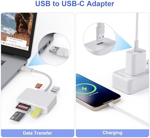 SD Card Reader, 5 in 1 USB-C & USB Card Adapter with SD/MicroSD/MS and Dual USB-A Ports Memory Card Reader for iPhone 17/16/15 Pro Max iPad MacBook Pro/Air M4/M3 Android Phone/Tablet PC (White) - Image 5