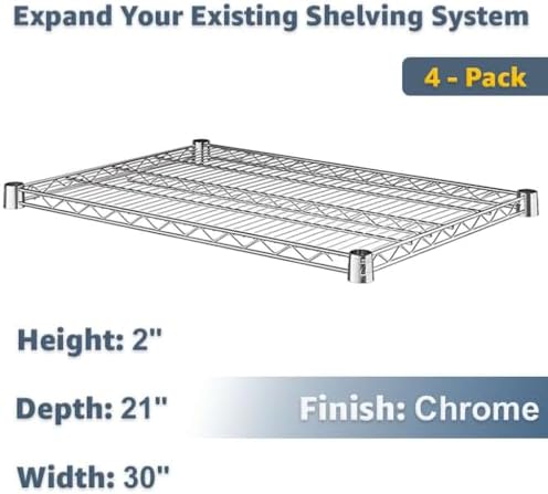 21" x 30" Chrome Wire Shelf Replacement 4 Pack for Restaurant Kitchens and Food Service Storage - Image 2