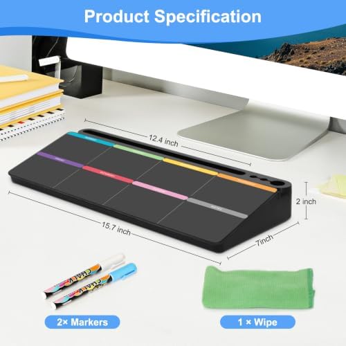 Desktop Glass Whiteboard with Storage, Weekly Calendar Desk White Board - Image 5