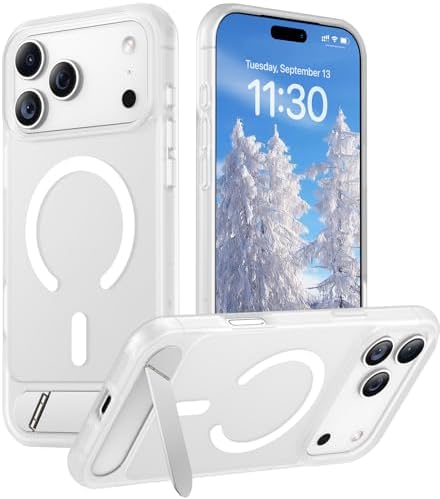 Temdan Magnetic for iPhone 18 Pro Case/iPhone 17 Pro Case Stand White by Temdan