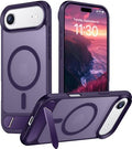 Temdan Designed for iPhone Air Case, [Built-in Invisible Kickstand][Compatible with MagSafe][Military Grade Shockproof] Slim Translucent Matte Phone Case 6.5 inch (Purple) by Temdan