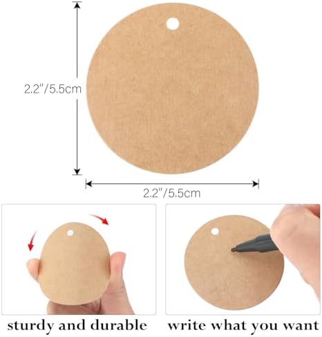G2PLUS 100PCS Kraft Paper Gift Tag with String,2.2'' Round Paper Tags Blank Hang Tags Brown Circle Tags with Holes for Craft Projects, Xmas Gift, DIY Wedding Favor Bag - Image 2
