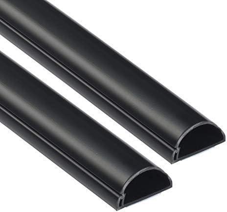 D-Line Half Round Cord Hider, Patented Cable Cover, Hide TV Wall Mount Wires, Raceway for Cords, Decorative Wire Covers, Paintable, Adhesive Cable Concealer - 2X 1.18in W x 0.59in H x 39in L - Black by D-LineUSAinc