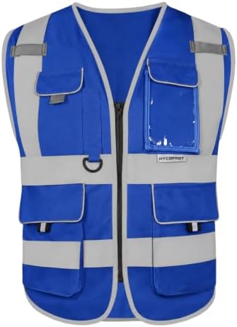 HYCOPROT High Visibility Safety Vest Hi Vis Reflective Construction Vests with Pockets for Men Women,Meets ANSI/ISEA Standard by HYCOPROT