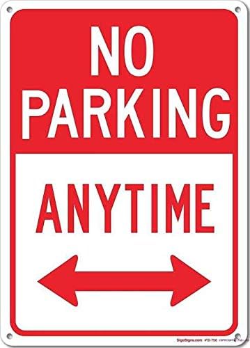 New Warning Metal Tin Signs No Parking Anytime Signs Street Sign 20 x 30 cm / 8 x 12 inches (Height x Length) by Eletina