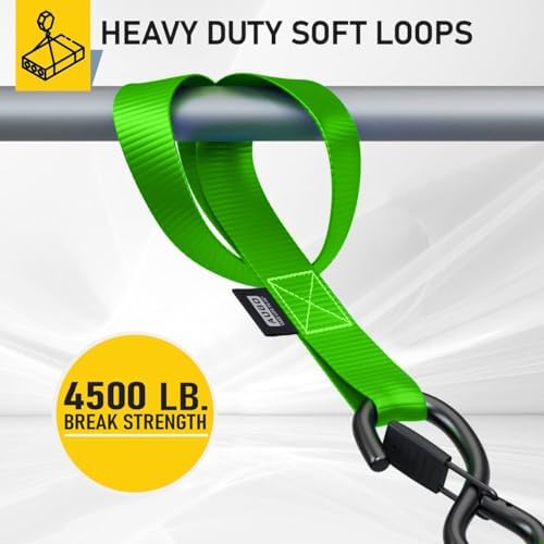 Soft Loop Tie Down Straps - 1,500 Load Capacity & 4,500 Lbs Breaking Strength - 6 Pack - Loops for Securing ATV, UTV, Motorcycles, Scooters, Dirt Bikes, Lawn & Garden Equipment - by AUGO - Image 2