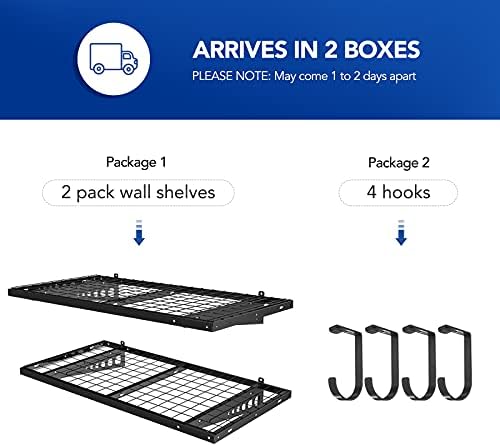 FLEXIMOUNTS 2 Pack 2x4ft Garage Storage with 4 Hooks, Black - Image 4