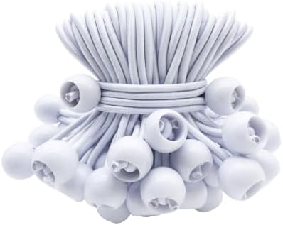 ABINLIN Ball Bungee Cords 4 Inch, 50 Pcs Bungee Cords with Balls, White by ABINLIN