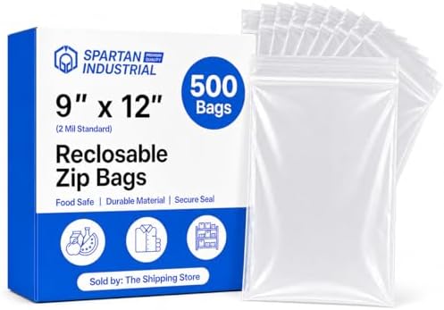 9” X 12” (500 Count) 2 Mil Clear Reclosable Zip Plastic Poly Bags by SpartanIndustrial
