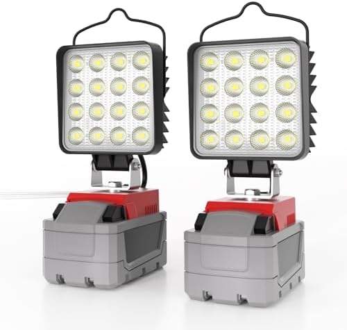 2 Pcs Cordless LED Work Light for Milwaukee m18 18v Battery, 132W 13200LM Battery Light for Milwaukee 18v Tools, Fathers Day Gift,Flood Lighting with USB & Type-C Charging Port,Low Voltage Protection by LANKA