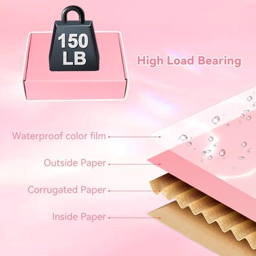 30 Pack 9x6x2 Pink Shipping Boxes for Packaging Small Business, Corrugated Cardboard Boxes for Shipping Packing Mailing - Image 3