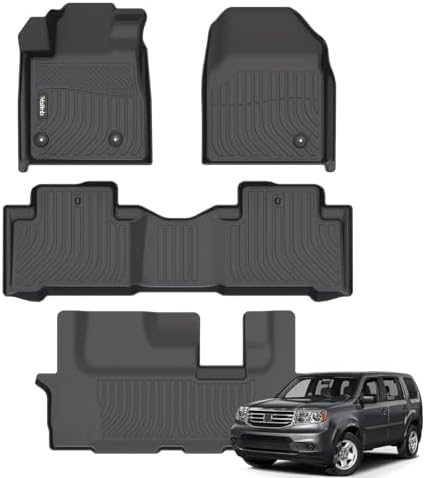 Wailtnb- Floor Mats Fit Honda Pilot 2015-2009 All Weather Car Floor Liners for 2009-2015 Honda Pilot Car Mats Accessories for Pilot 2015 2014 2013 2012 2021 2010 2009 by Wailtnb