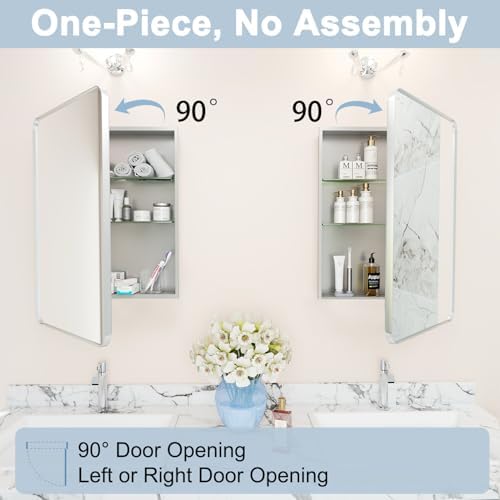 20x28 Bathroom Medicine Cabinet with Mirror, Matte Silver - Image 3
